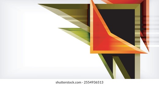 Arrows with 3d effect abstract background. Triangles on light grey backdrop
