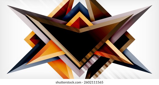 Arrows with 3d effect abstract background. Triangles on light grey backdrop