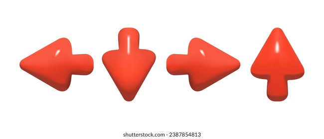 Arrows in 3d style. A set of glossy arrows pointing in different directions.