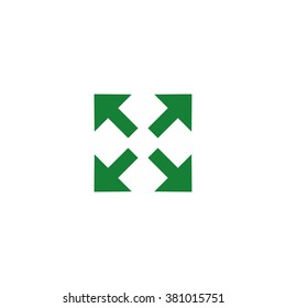 Arrows in 4 directions. Vector icon green
