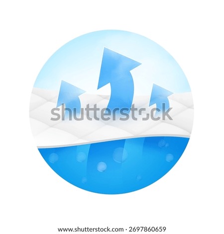 Arrows with absorbent material. Perfect for feminine pads, baby diapers, tissues, etc. Vector illustration isolated on white background. EPS10.