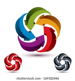 Arrows abstract conceptual symbol template, vector 3d pictogram set.