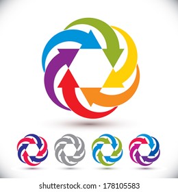 Arrows abstract conceptual symbol template, vector pictogram set.