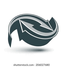 Arrows abstract conceptual symbol template, vector single color 3d pictogram.