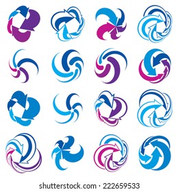 Arrows abstract conceptual symbol template collection, color vector 3d pictogram set.