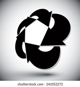 Arrows abstract conceptual symbol template, vector 3d single color pictogram.