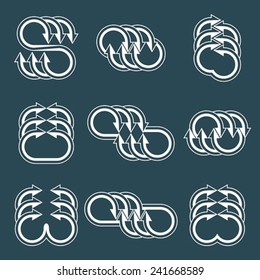 Arrows abstract conceptual symbol template collection, vector 3d pictogram set.