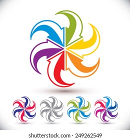 Arrows abstract conceptual symbol template, vector pictogram set.