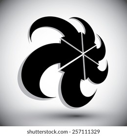Arrows abstract conceptual symbol template, vector 3d single color pictogram.