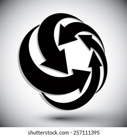 Arrows abstract conceptual symbol template, vector 3d single color pictogram.