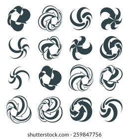 Arrows abstract conceptual symbol template collection, single color vector 3d pictogram set.