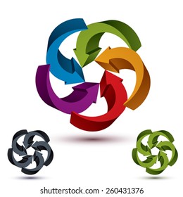Arrows abstract conceptual symbol template, vector 3d pictogram set.