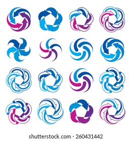 Arrows abstract conceptual symbol template collection, color vector 3d pictogram set.