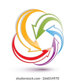 Arrows abstract conceptual symbol template, vector 3d pictogram.