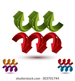 Arrows abstract conceptual symbol template, vector 3d pictogram set.