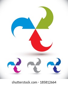 Arrows abstract loop symbol, vector conceptual pictogram template, vector icon set.