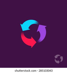 Arrows abstract loop symbol. Vector conceptual pictogram template. Vector icon.