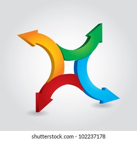 Arrows - abstract proces concept on white background, vector illustration