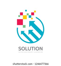 Arrows and abstract shapes - vector business logo template creative illustration. Development, solution, planning, technology, multimedia, ispiration, optimization concept sign. Graphic design. 