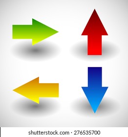 Arrows in all direction. Right, up, left, down arrow vector icons