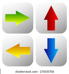 Arrows in all direction. Right, up, left, down arrow vector icons