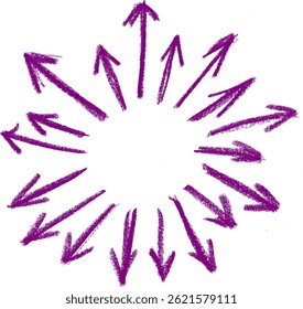arrows in all directions crayon chalk drawing vector