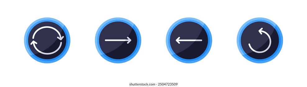 Arrows in all directions set icons. Flat style. Vector icons.