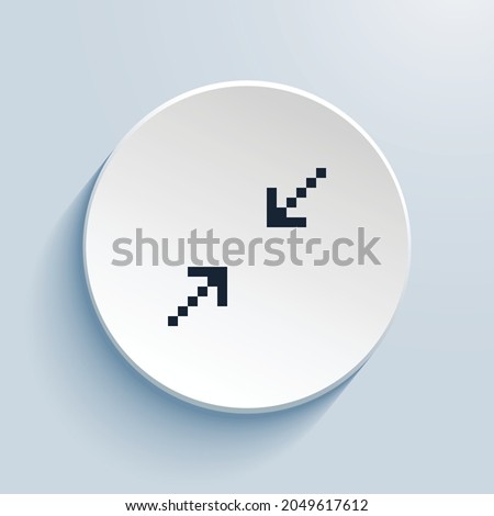 arrows angle contract pixel art icon design. Button style circle shape isolated on white background. Vector illustration