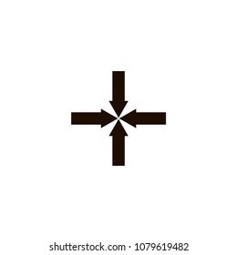 Arrows appointing to center icon. flat design