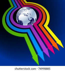 Arrows around globe