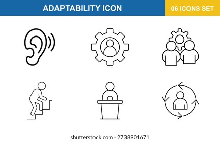 Arrows Around Person Line Icon Vector for Adaptability and Change Management Concept