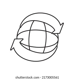 arrows around world line icon isolated