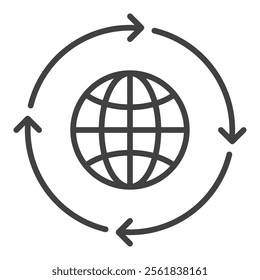 Arrows around World vector Earth Globe concept linear icon or symbol