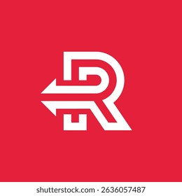 Arrows Back Mono line Letter R logo design vector template