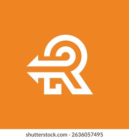 Arrows Back Mono line Letter R logo design vector template