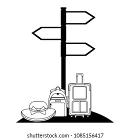 arrows with bags and hat travel icon