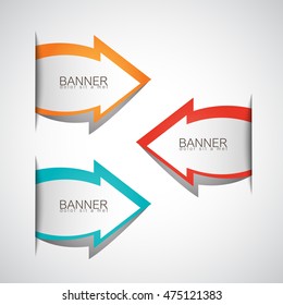 Arrows Banner Set - Isolated On Gray Background. Vector Illustration, Graphic Design. For Web, Websites, Print, App, Presentation Templates, Mobile Applications And Promotional Materials