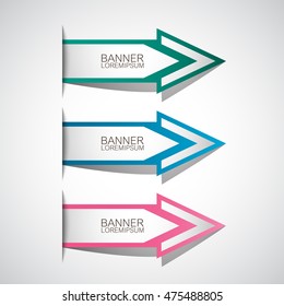 Arrows Banner Set - Isolated On Gray Background. Vector Illustration, Graphic Design. For Web, Websites, Print, App, Presentation Templates, Mobile Applications And Promotional Materials