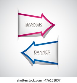 Arrows Banner Set - Isolated On Gray Background. Vector Illustration, Graphic Design. For Web, Websites, Print, App, Presentation Templates, Mobile Applications And Promotional Materials