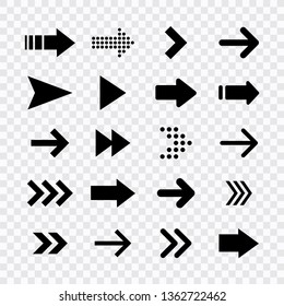 Arrows big black colored set icons. Arrow icon. Arrow vector collection. Arrow. Cursor. Modern simple arrows. Vector illustration