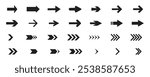 Arrows big black icon set. Arrow icons symbol design. Arrow flat vector collection. Modern Arrows Cursor simple pack. Vector illustration white background.