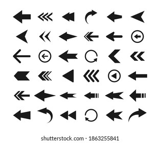 Flechas grandes conjunto de iconos negros. Colección de flechas para diseño web, interfaz, aplicaciones móviles. Icono de flecha. Modernas flechas simples.