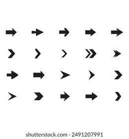 Arrows big black icon set. Arrow icons symbol design. Arrow flat vector collection. Modern Arrows Cursor simple pack. Vector illustration white background.