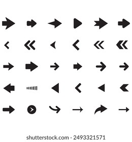 Arrows big black icon set. Arrow icons symbol design. Arrow flat vector collection. Modern Arrows Cursor simple pack. Vector illustration white background. communication direction digital design. 