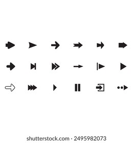 Arrows big black icon set. Arrow icons symbol design. Arrow flat vector collection. Modern Arrows Cursor simple pack. Vector illustration white background. communication direction digital design. 