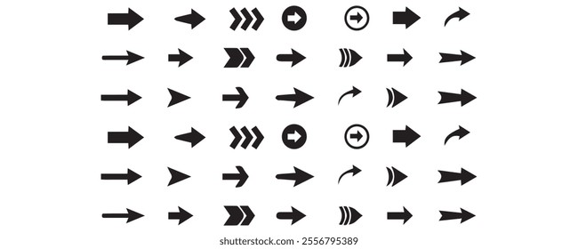 Arrows big black icon set. Arrow icons symbol design. Arrow flat vector collection. Modern Arrows Cursor simple pack. Vector illustration white background.