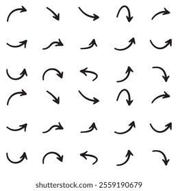 Arrows big black icon set. Arrow icons symbol design. Arrow flat vector collection. Modern Arrows Cursor simple pack. Vector illustration white background.