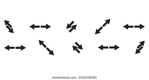 Arrows big black icon set. Arrow icons symbol design. Arrow flat vector collection. Modern Arrows Cursor simple pack. Vector illustration white background.