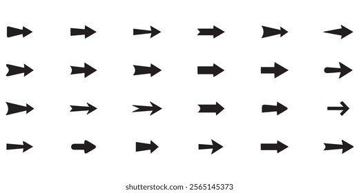 Arrows big black icon set. Arrow icons symbol design. Arrow flat vector collection. Modern Arrows Cursor simple pack. Vector illustration white background.
