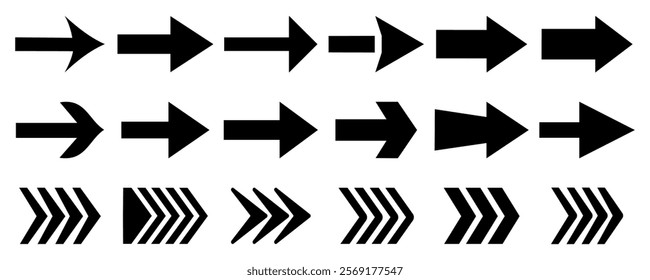 Arrows big black icon set. set different arrows or web design. Arrow vector collection. Cursor. Modern simple arrows. Vector illustration eps,10, Arrow flat style isolated on white background.